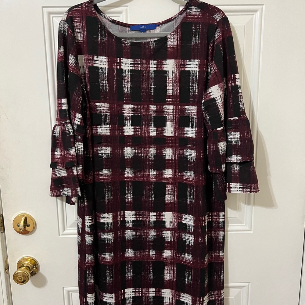 Plaid Dress in Black and Purple